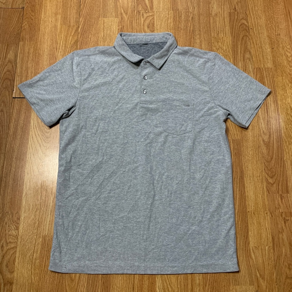 Vuori Ace Polo Shirt Mens Size Large Gray Golf Tennis Pullover Stretch